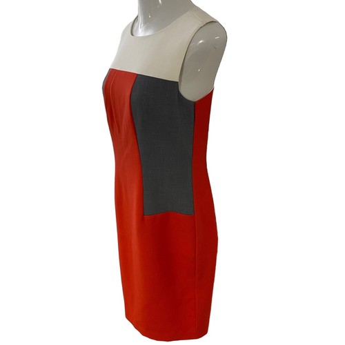 Banana Republic Dress Womens Size 8 Colorblock Orange Gray Sleeveless Officecore - Picture 7 of 16