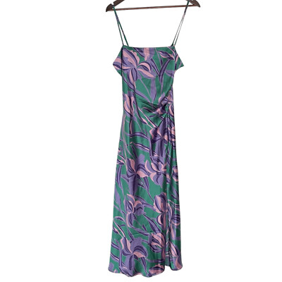 House of Harlow 1960 Satin Maxi Dress Medium M Emerald Green Purple Floral Slit | eBay House of Harlow 1960 Satin Maxi Dress Medium M Emerald Green Purple Floral Slit | eBay