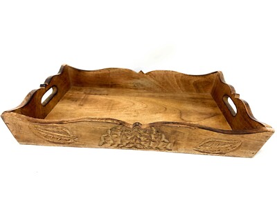 Rustic Solid wood distressed vintage farmhouse Serving tray 15 X 9 Hand Carved