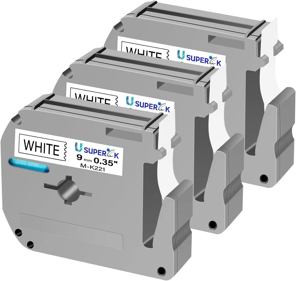 OOZMAS Compatible Brother P-Touch M-K221 M-K221s Label Tape 9mm PT-65 70 75 80 M95