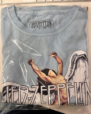 LED ZEPPELIN UNISEX GRAPHIC T SHIRT LIGHT MINERAL WASH BLUE | eBay