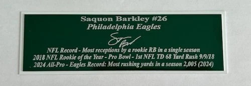 Saquon Barkley Philadelphia Eagles Autograph Nameplate Football Helmet Jersey