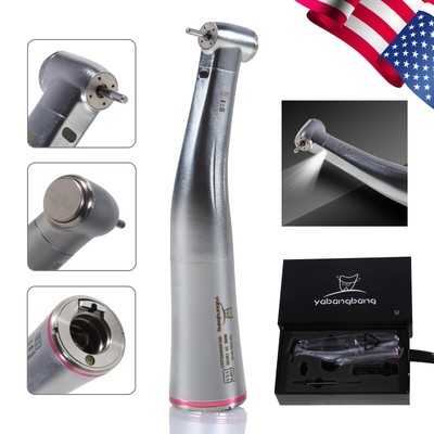 NSK Style Dental Electric 1:5 Fiber Optic Contra Angle Handpiece Red Ring KY