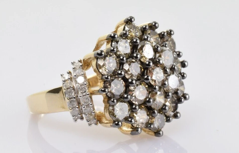 Congac Diamond Cluster Ring Ring in 10k Yellow Gold 2.51 Carats Size 7 - Image 2 of 4
