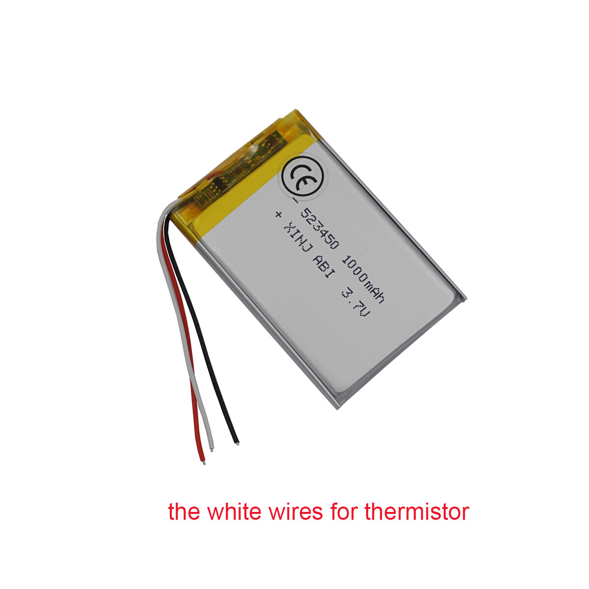 3.7V 1000mAh 3.7Wh Li-Polymer Rechargeable Li Battery 523450 3-Wires Thermistor
