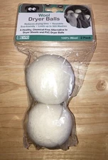 EVRI Dryer Balls 100% Natural Wool REUSABLE Set of 2 Balls Chemical Free NEW