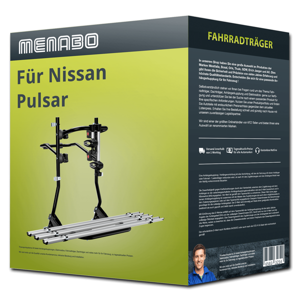 Menabo FahrradträGer Cobra Plus Schwarz/Silber FüR Nissan Pulsar Typ C12/C13 NEU-image