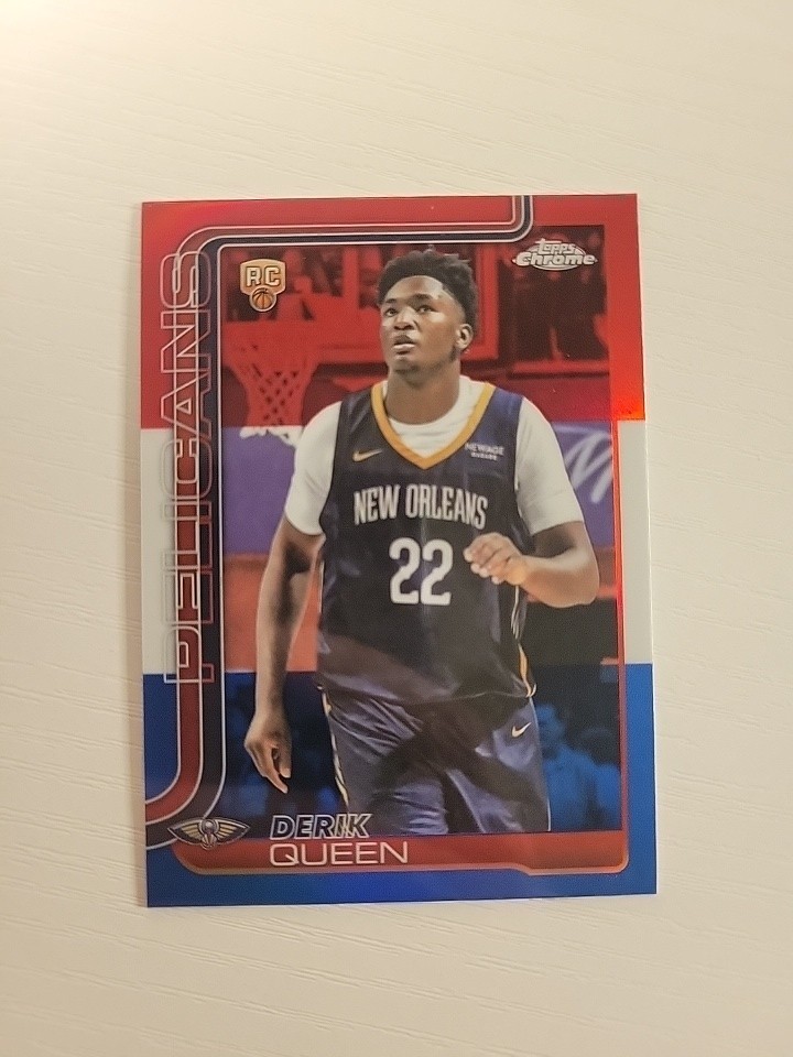 DERIK QUEEN Rookie 2025-26 Topps Chrome Red White Blue Refractor Pelicans RC 263