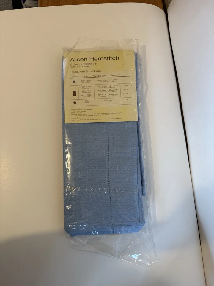 Tablecloth Alison Hemstitch Cutwork 52x52Sq 100% Polyester Washable - Image 2 of 2