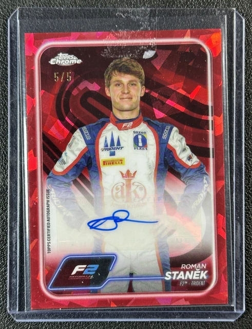 ROMAN STANEK 2024 TOPPS CHROME SAPPHIRE FORMULA 1 F2 RED REFRACTOR AUTO 5/5
