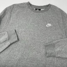 Nike Sportswear Club Fleece Crew Neck Pullover Sweatshirt Men Size Medium Gray