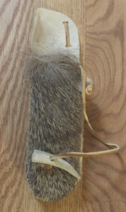Deer Hide Hair On Fixed Blade Knife Sheath 9" by 2 1/4" USA       @8