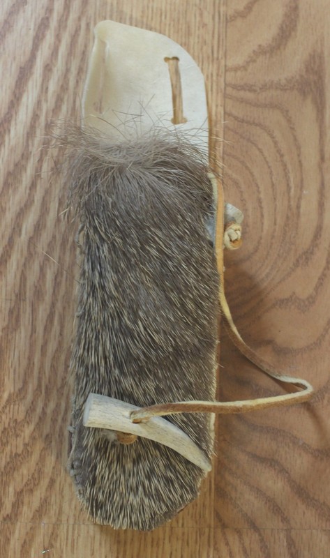Deer Hide Hair On Fixed Blade Knife Sheath 9" by 2 1/4" USA       @8