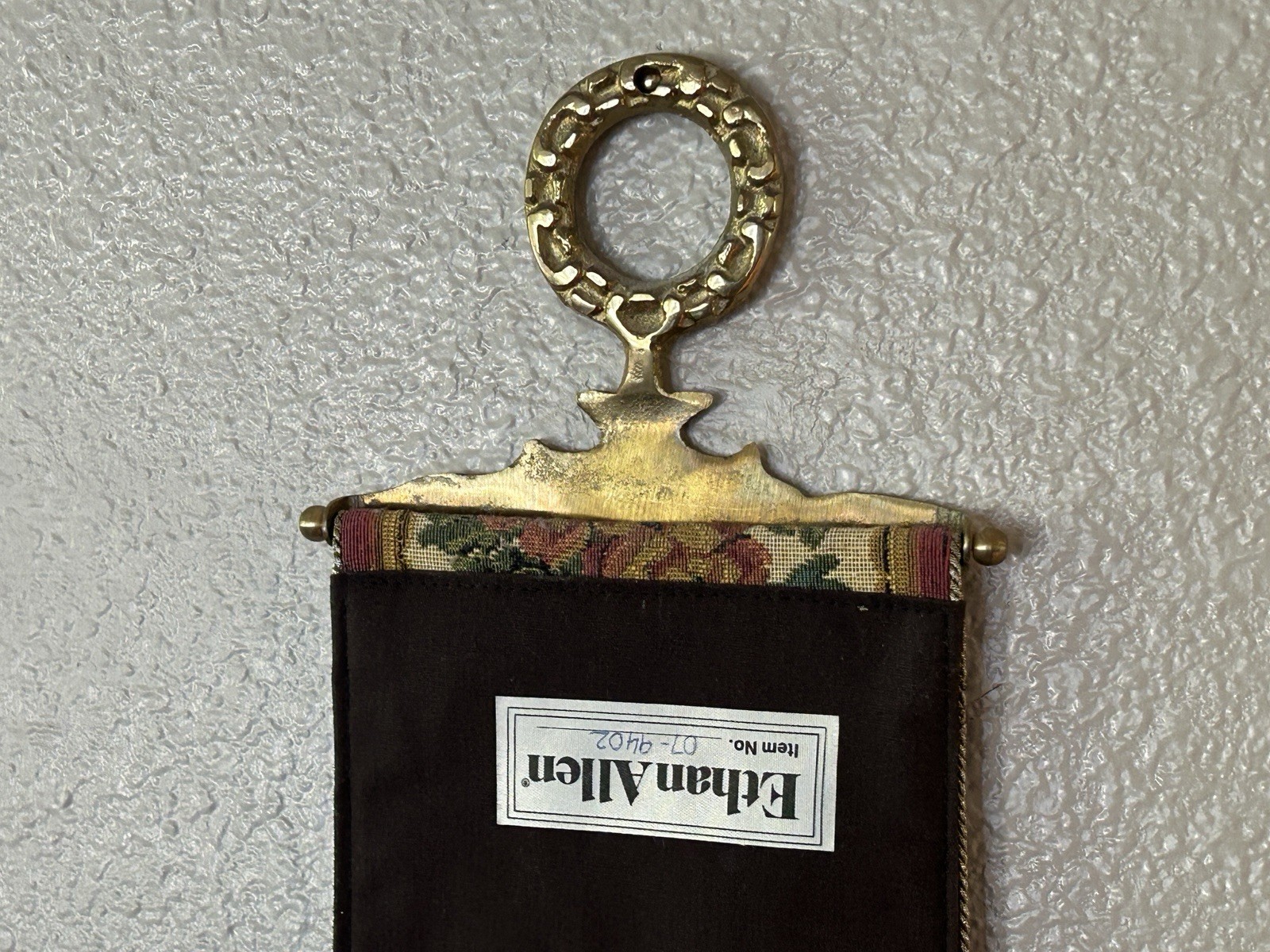 Ethan Allen Vintage Floral Tapestry Bell Pull #07-9402 Brass Ends Tassel 50”x6”