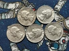 Lot Of 5 90% Silver Washington Quarters 4 1964-D & 1-1964 P -5 Coins Total #23