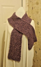 Knitted Ribbed Winter Scarf Shades of Purple 61" L Soft Chunky Warm Handmade