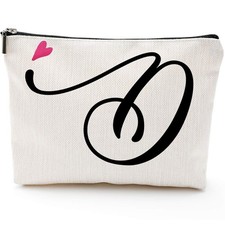 D Initial Monogram Personalized Travel Makeup Bag,Cosmetic Bag Gifts with Zip...