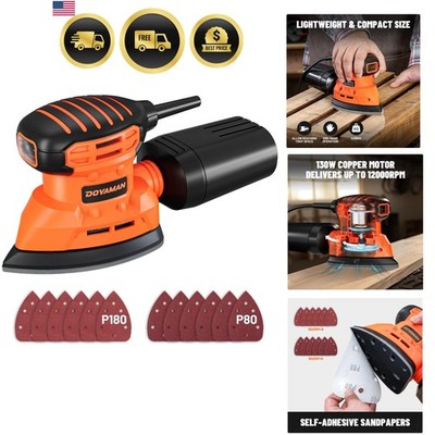 130W Detail Sander, 12000RPM Palm Sander Tool, Dust Collection System, 12PCS ...