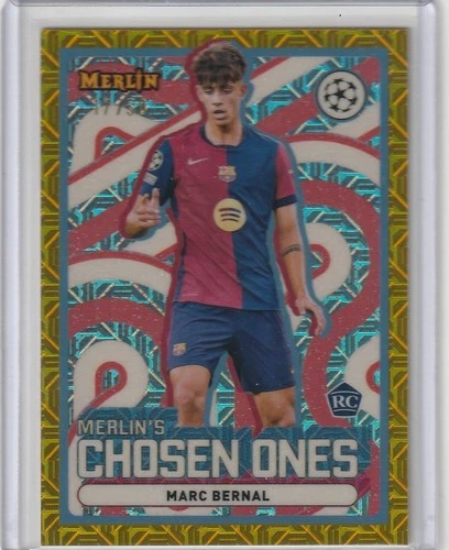 Marc Bernal RC 2024-25 Topps Merlin Chrome UEFA CC 17/50 Chosen Ones Gold Mojo
