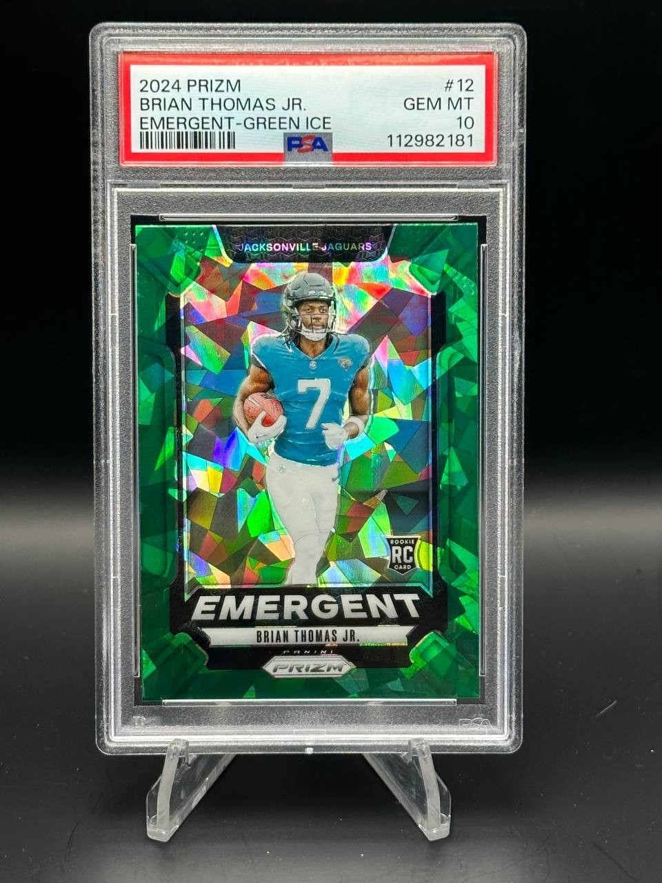 2024 Panini Prizm BRIAN THOMAS JR. RC Emergent Green Ice PSA 10 #12 Jaguars