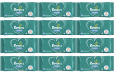 Image of 12 Packs 624 PAMPER'S Fresh Clean BABY Wet Wipes
