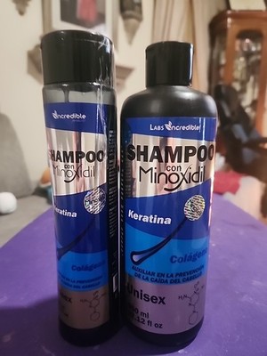 Shampoo Con MINOXIDL Caida Del Cabello/keratina-colageno UNISEX  2 Bottles