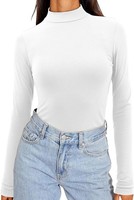 Damen Rollkragen Shirt Langarm Weiß Xxl Figurbetont Elegant Basic Pulli Winter
