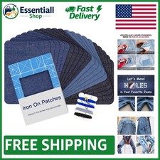 4 Shades of Iron-On Denim Patches - 20 Pack Clothing Embellishment Set