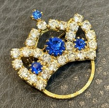 Vintage Royal Blue Crystal Rhinestone Tiara C...