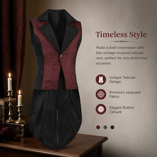 Men Retro Renaissance Style Vest Sleeveless Lapel Waistcoat Party Costume Jacket
