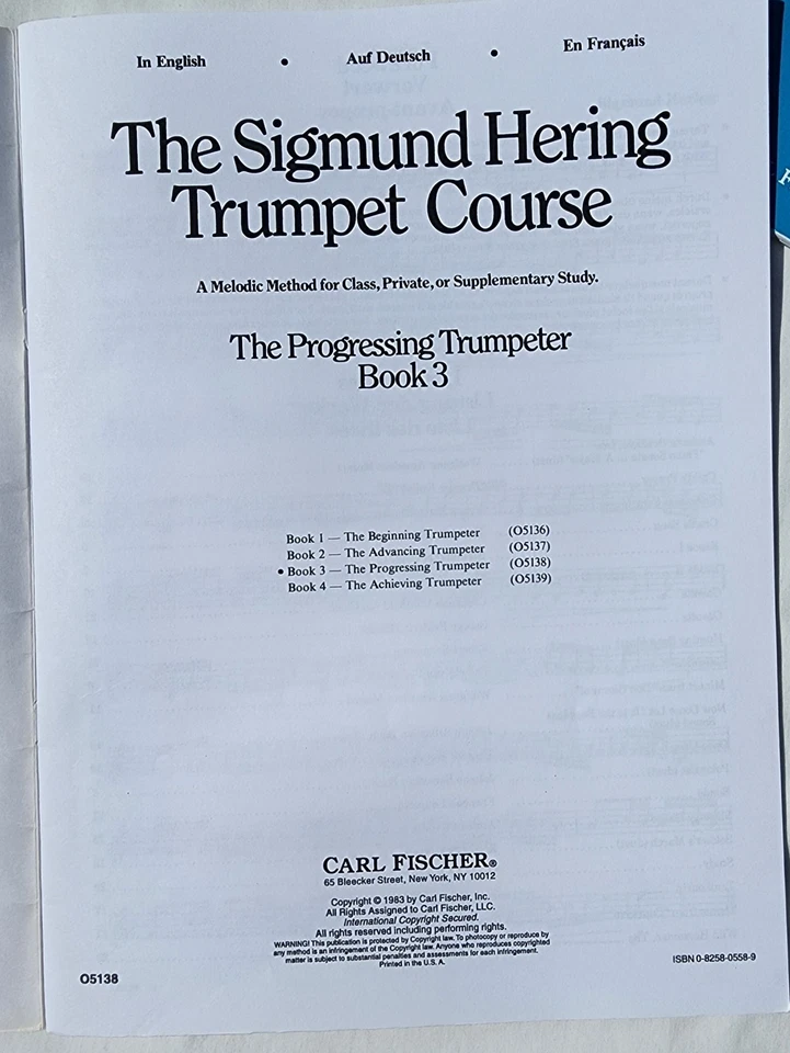 Sigmund Hering Trumpet Course 1, 2, 3, Beginning Advancing Progressing Trumpeter - Image 3 of 4
