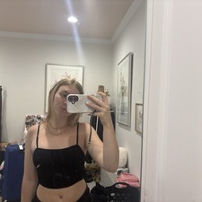 Urban Outfitters Black Cropped Spaghetti Strap Square Neck Camisole Women s XS
