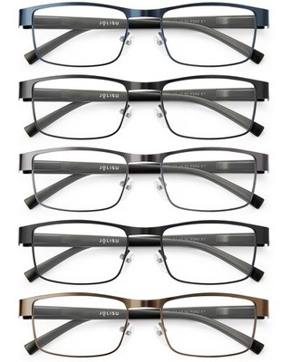 5PCS Reading Glasses Men  Blue Light Blocking Computer Metal Thin Frame Reade...