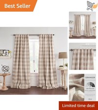 Farmhouse Linen Blackout Window Curtain 52x84 Room Darkening Drapes Decor