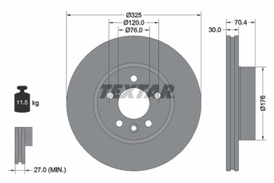 2x TEXTAR Bremsscheibe PRO+ 92305905 für TGE VW CRAFTER CALIFORNIA SYI SYJ MAN