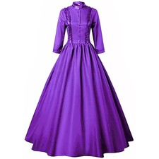 Women Retro Cosplay Stand Collar Dress Ballgown Gothic Dress Victorian 3XL