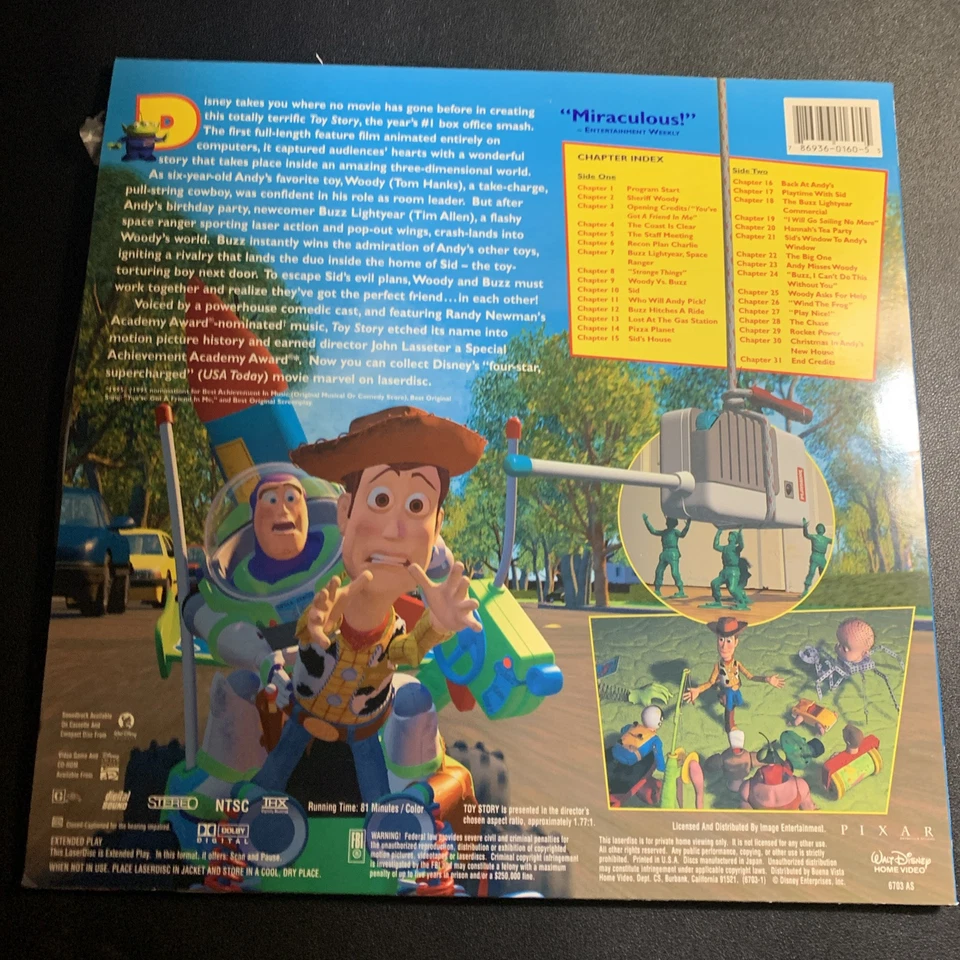 "Toy Story" Letterbox Laserdisc LD - Walt Disney Pixar - Image 2 of 2