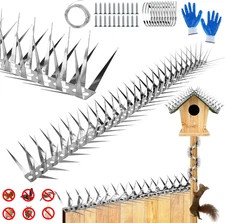 Bird Spikes,158Inch Stainless Steel Bird Deterrent Spikes,Raccoon and Snake Dete