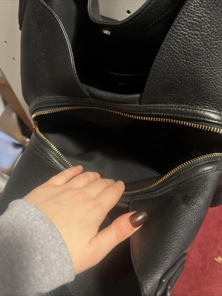 COACH Edie Handbag Logo 2WAY Shoulder Bag Hand Bag leather Black - Image 4 of 4