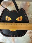 Vintage HALLOWEEN Black Cat Small Felt Treat Candy Tote Bag Purse CUTE — photo 6