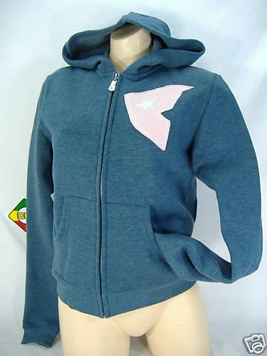 Nueva chaqueta con capucha polar con cremallera azul marino humo estrellas famosas grandes para mujer Foto 2 de 2