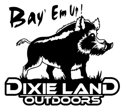 DIXIE LAND OUTDOORS Bay' Em Up Hog Hunting decal,boar decal,sticker,truck,hog dogging,catch dogs