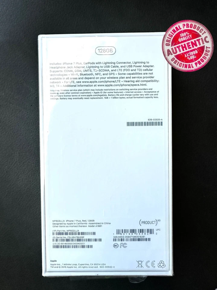 Apple iPhone 7 Plus (PRODUCT)RED 128GB Unlocked A1661 New Sealed Box Since 2016 - Image 2 of 4