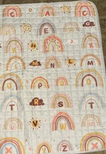 Lap Quilt Blanket 44"x44" Alphabet Rainbow Playpen Mat New