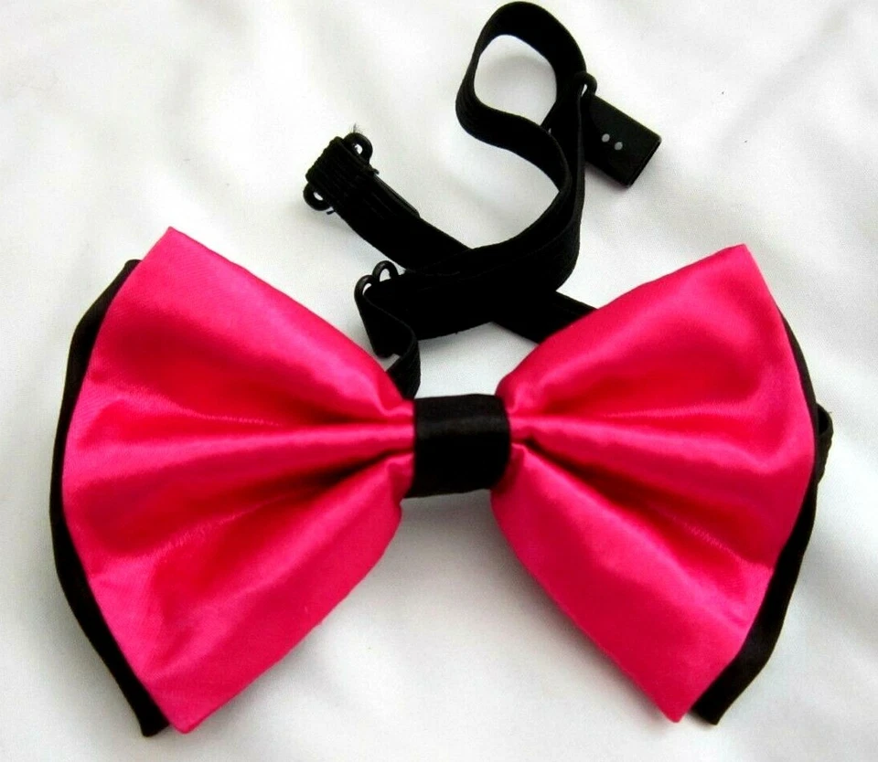 HOT PINK TUXEDO ADJUSTABLE BOW TIE+COLORFUL BUTTERFLIES BEES SUSPENDERS COMBO - Image 3 of 3