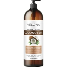 Coconut Oil by Velona - 32 Fl Oz Fractionated Ultra Refined Skin Face Body Hair