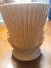 Vintage Haeger Pottery Beige Ribbed Ceramic Vases USA