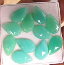 Green Chalcedony Pear Shape Faceted Briolette 10 16 mm Gemstone 43.50 Ct
