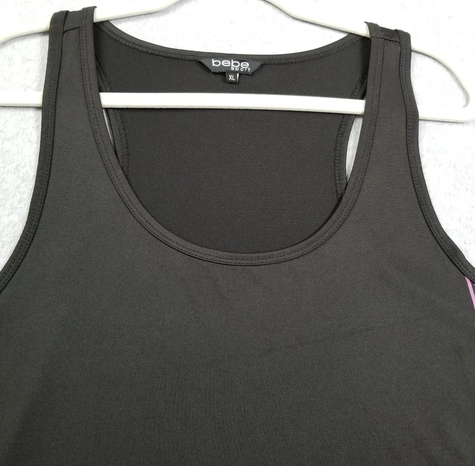 Camiseta sin mangas Bebe Sport Activewear para mujer extra grande XL negra sin mangas cuello redondo Foto 2 de 4