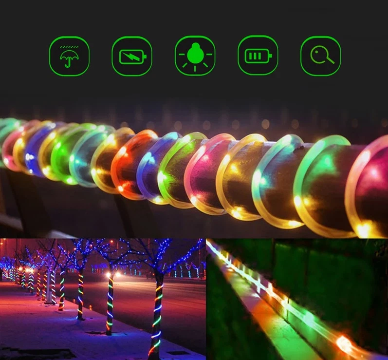 Solar Lichterkette 5-20M 50-200 LED Solar Lichtschlauch Aussen Draht Garten Deko - Bild 2 von 4